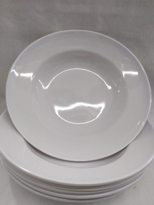 Plato hondo de melamina blanco