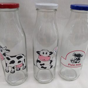 Botella de vidrio decorada