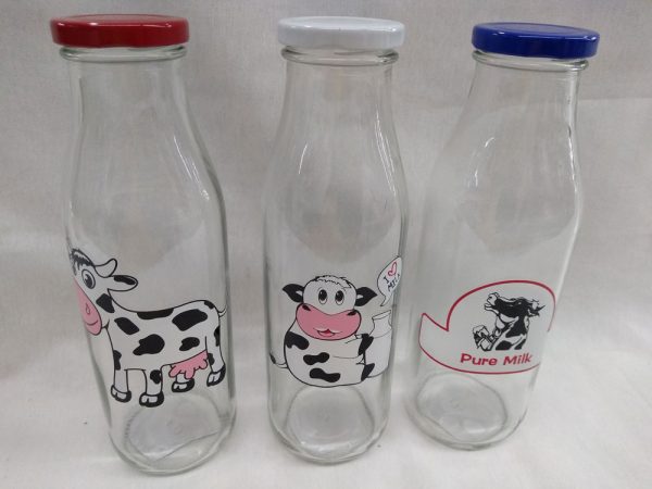 Botella de vidrio decorada