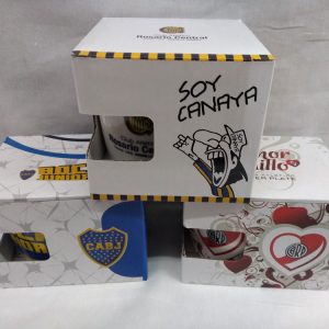 Jarro mug ceramica futbol en caja
