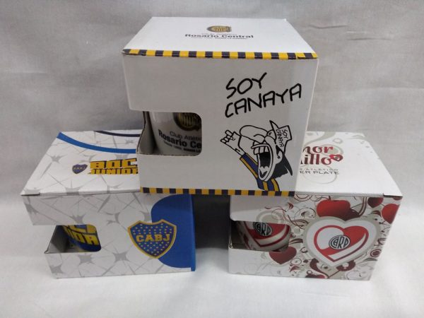 Jarro mug ceramica futbol en caja