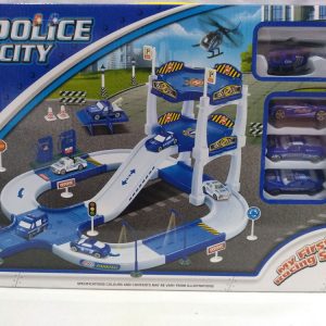 Pista de policia c/3 autos y helicoptero