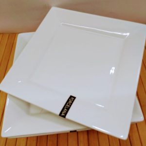 Plato postre porcelana blanca cuadrado
