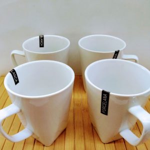 Jarro mug porcelana blanca cuadrado 360cc