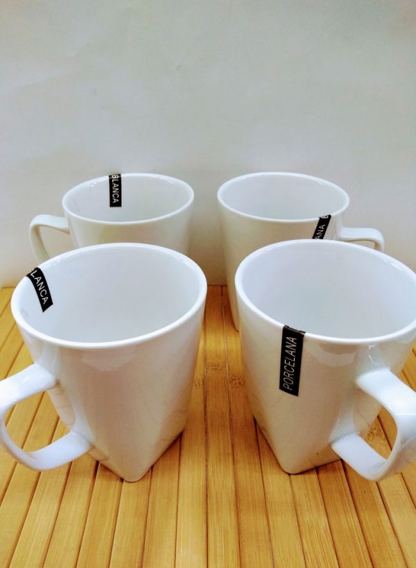 Jarro mug porcelana blanca cuadrado 360cc