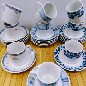 Juego de café x6 "TK" decorado