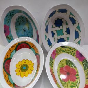 Bandeja melamina decorada oval profunda