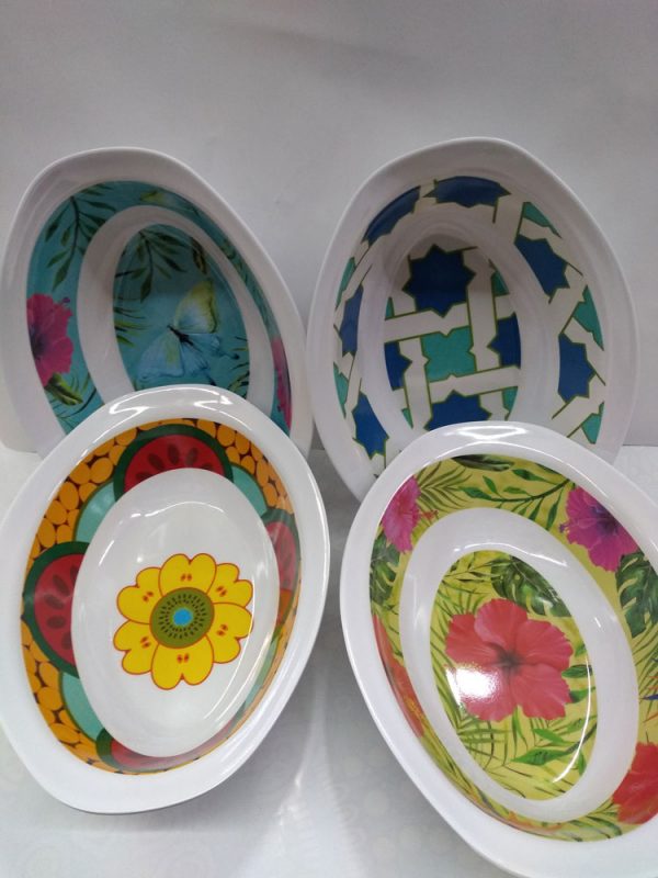 Bandeja melamina decorada oval profunda