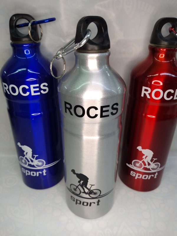 Botella aluminio deportiva c/gancho