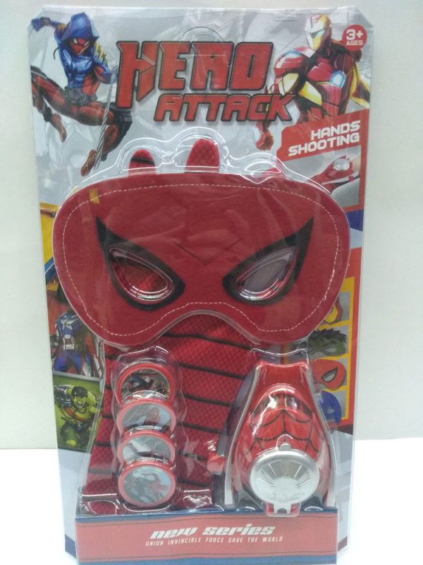 Lanza tazos c/mascara y guantes superheroes "Spiderman"