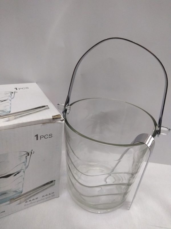 Hielero de vidrio c/pinza en caja