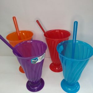 Vaso p/postre plastico c/cuchara "Yesi"