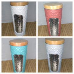 Lata tubo c/relieve y visor t/simil madera