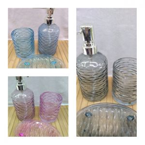 Set de baño x3 piezas de vidrio