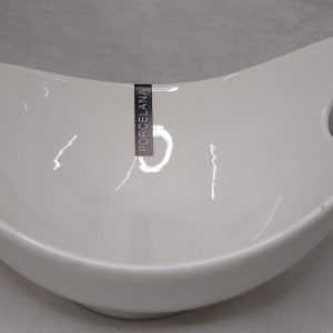 Ensaladera porcelana blanca c/asa y forma chica