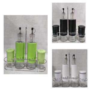Set de especiero x4 revestido c/rack de metal
