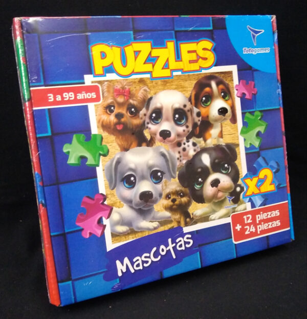 Rompecabezas x2 12+24 piezas "Mascotas"