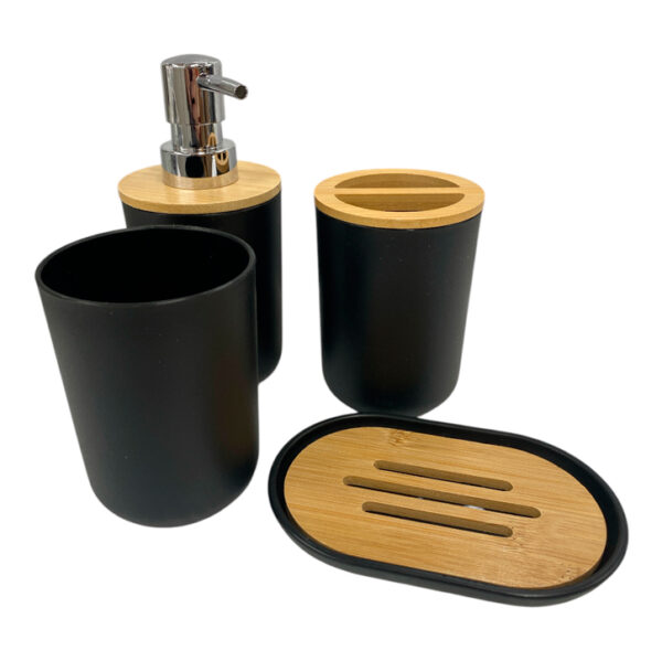 Set de baño plastico y bambu x4