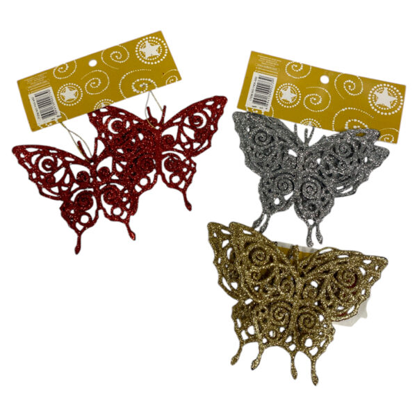 Adorno mariposas colgantes x2 c/brillo