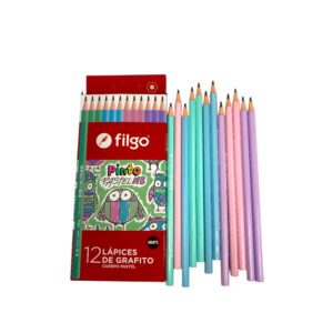 Lapices largos de grafito x12 "Filgo" cuerpo pastel