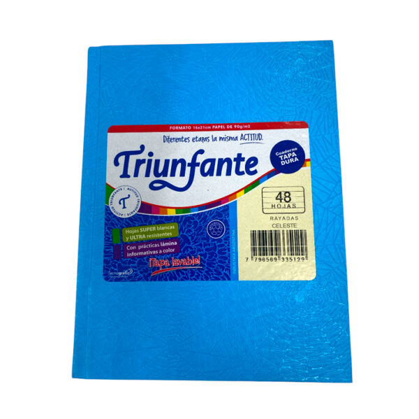 Cuaderno t/dura "Triunfante" x48h celeste