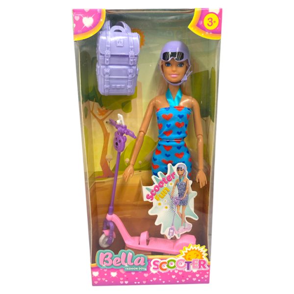 Muñeca c/monopatin y accesorios
