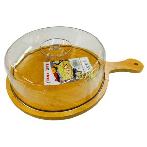Tabla redonde de bambu c/campana acrilica