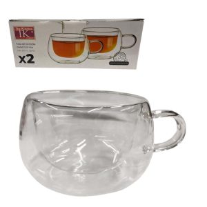 Taza De Te Doble Pared De Vidrio x2 220cc