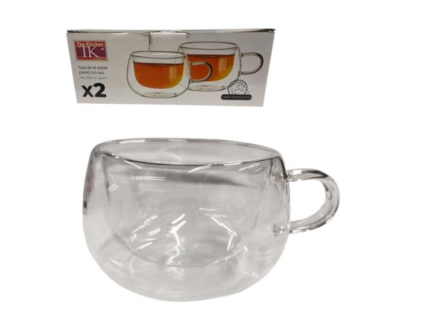 Taza De Te Doble Pared De Vidrio x2 220cc