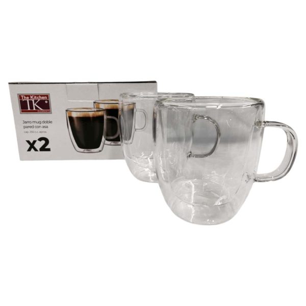 Taza De Caf? Doble Pared De Vidrio x2 250cc