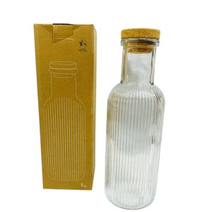 Botella De Vidrio c/Tapa De Vidrio 1L 9X9X28CM