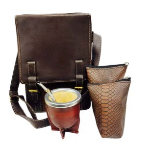 Set De Matero En Mochila De Cuero Croco