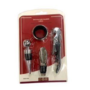 Utensilios p/el vino en blister x4