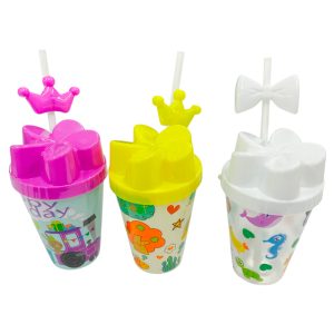 Vaso plast. Inf. c/tapa y sorbete 400ml