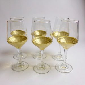 Copas de vino x6 415ml base de nido de abeja dorado