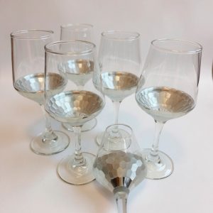 Copas de vino x6  415ml base nido de abeja plata