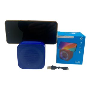 Mini parlante con luces y apoya celu bluetooth