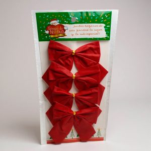 Moños navideños de felpa x4 10cm