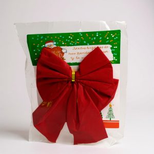 Moño navideño rojo de felpa 15 cm
