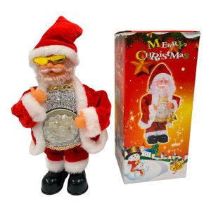 Papa noel con movimiento bola y lentes 30cm