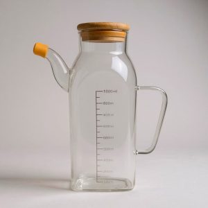 Teteras de vidrio con medidas tapa bamboo 1L