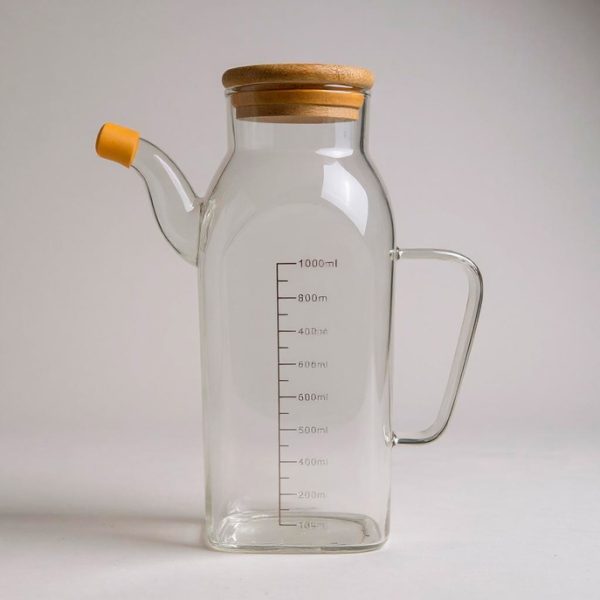Teteras de vidrio con medidas tapa bamboo 1L