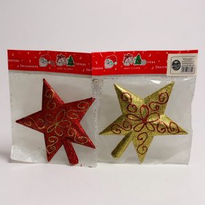 Puntal estrella con brillo decorada 13cm