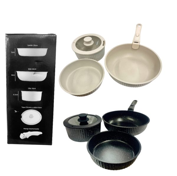 Set de cacerolas x3 mango extraible Tokyo