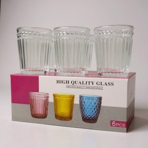 Vasos de vidrio x6 labrados 250ml