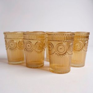 Vasos de vidrio labrado x6 color 320ml