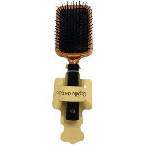 Cepillo de pelo negro y dorado cuadrado