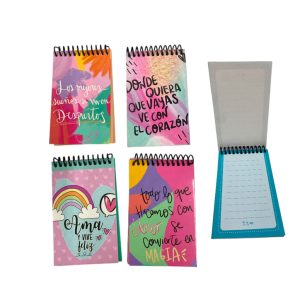 Libreta espiralada chica con frase