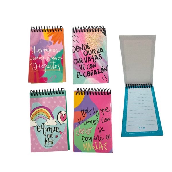 Libreta espiralada chica con frase