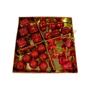 Cajita de regalo con paquetes campanas y bolas